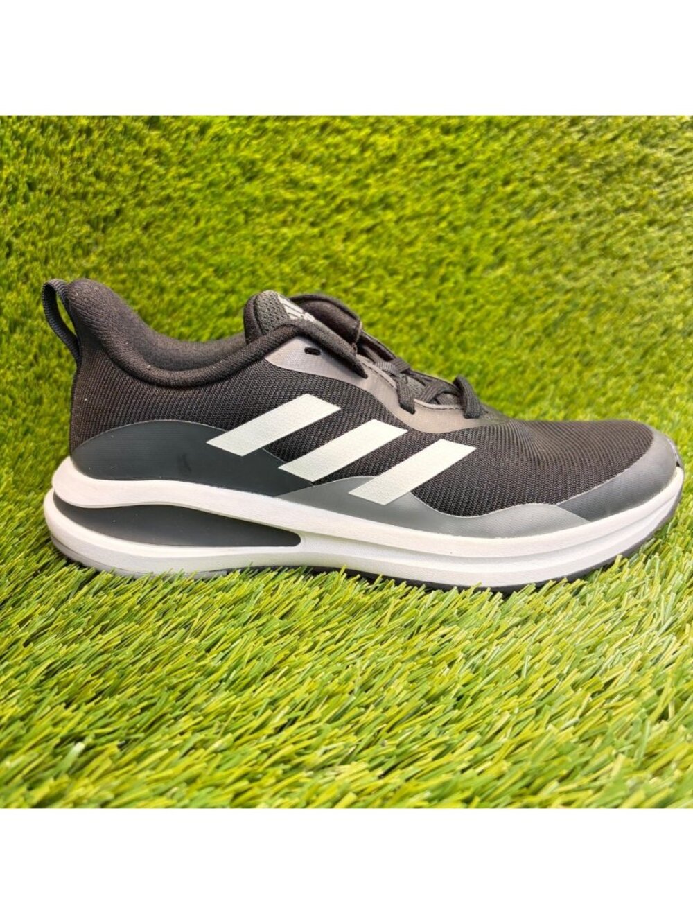 Adidas FortaRun Boys Size 5.5Y Black Gray White Athletic Running Shoes Sneakers